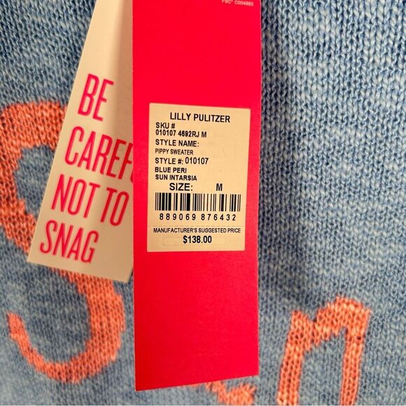 LILLY PULITZER Pippy Sweater Blue Peri Sun Sand Sea Intarsia M NWT $138 - Picture 5 of 9